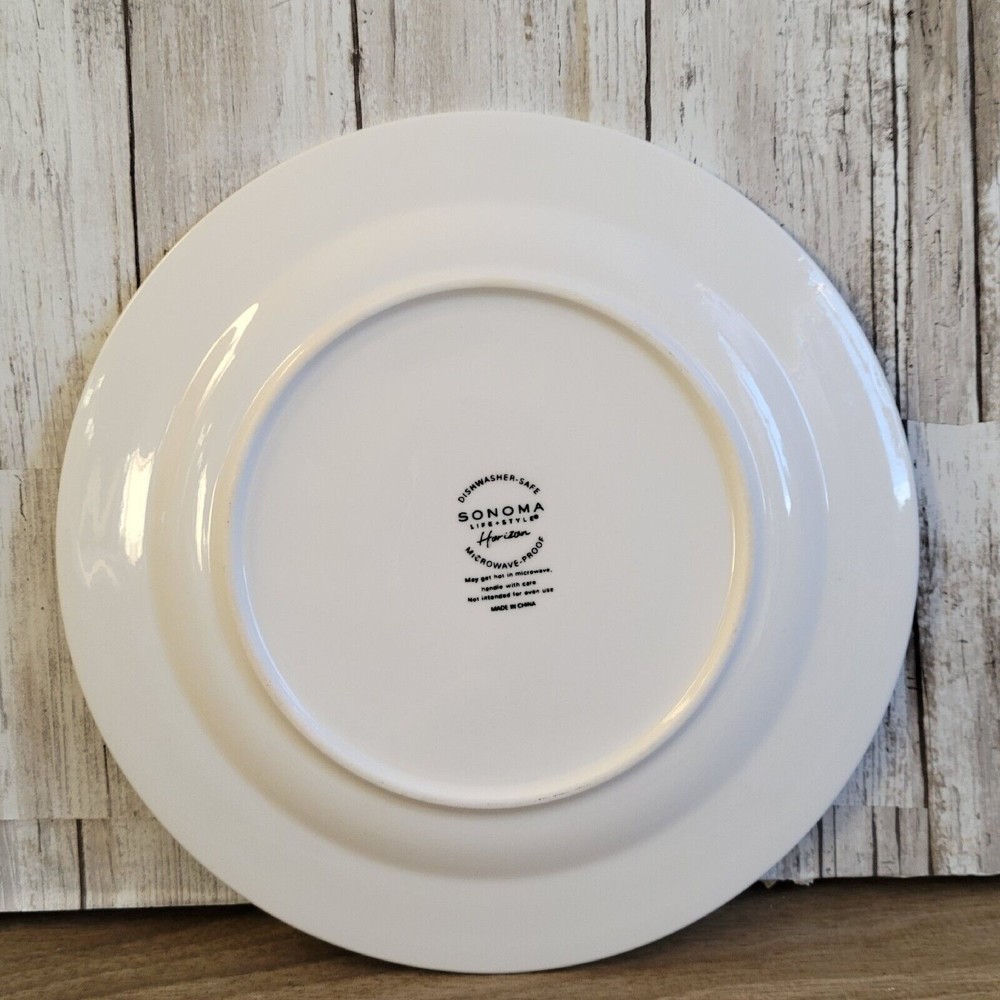 Sonoma Life+Style HORIZON WHITE Dinner Plate 10" Embossed Rings - Picture 2 of 5